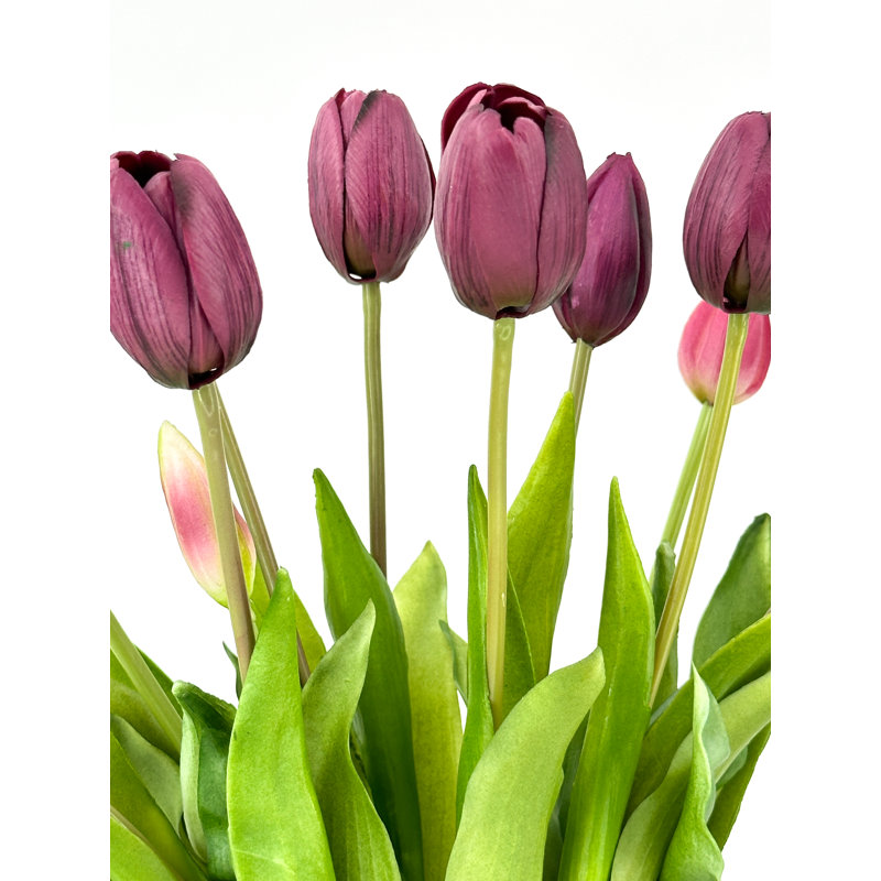 5 vraies tulipes artificielles, Bourgogne vin