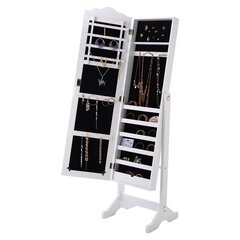 Charlton Home Couch Lockable Free Standing Jewelry Armoire with Mirror, White