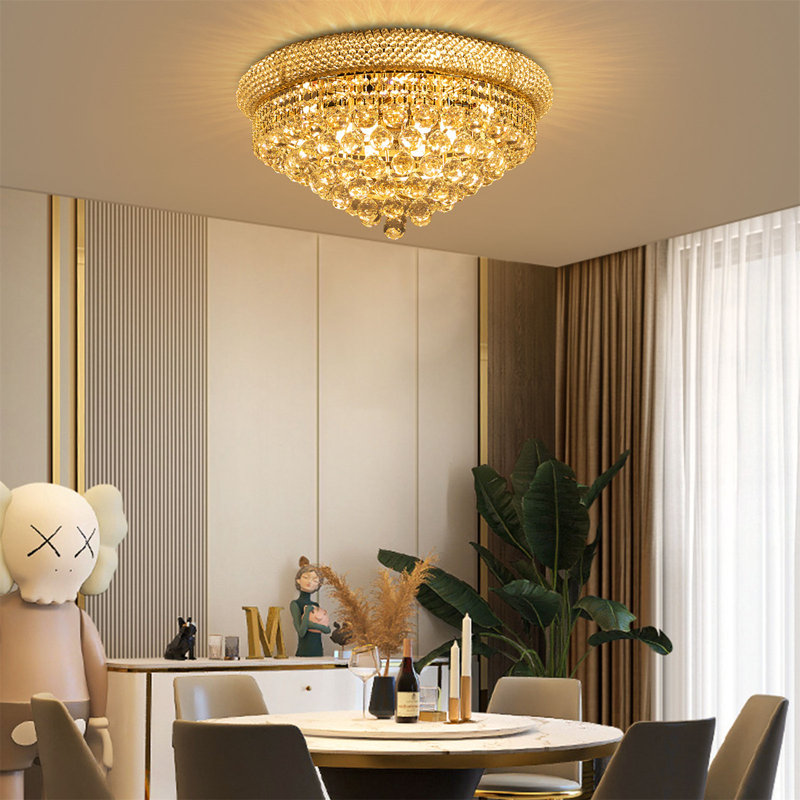 Modern Crystal 12-Light Ceiling Light, Gold