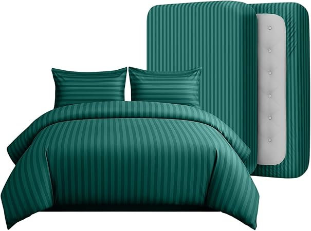 Microfiber Duvet Cover Set with Pillowcases Included, King Duvet Cover Set + 3 Additional Pieces, Jade