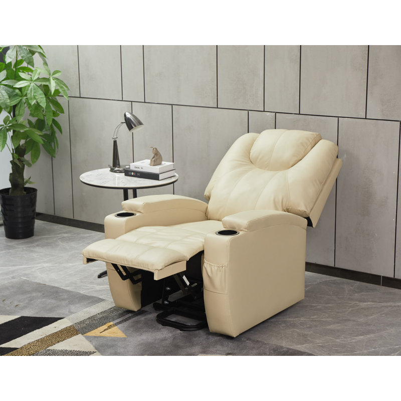 Fauteuil inclinable inclinable moderne avec fauteuils inclinables et porte-gobelets, télécommande, Beige