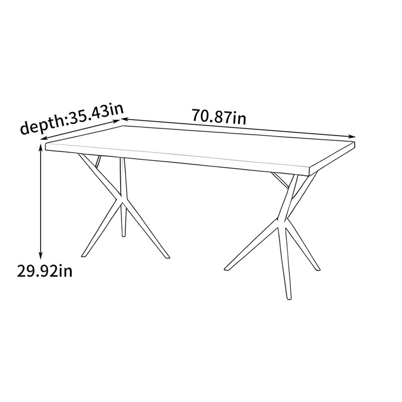 Rectangular Nordic dining table, 29.92"H x 70.87"L x 35.43"W