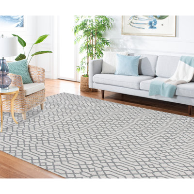 Martha Stewart Cotton Geometric Rug in Silver/Gray