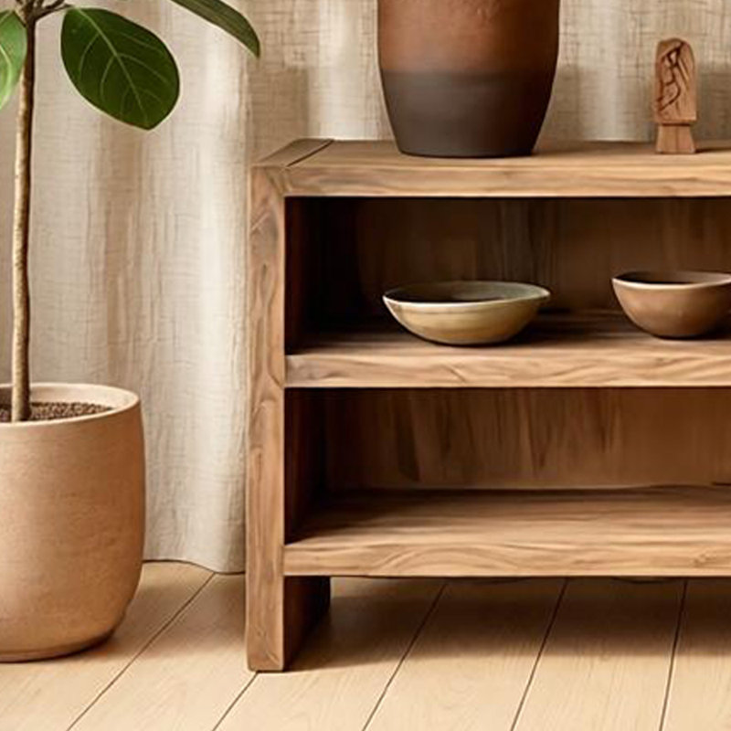 Étagère de rangement sur pied de style zen, H 23,62 po x l 43,30 po x P 13,77 po