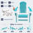Folding Adirondack Chair, Wood Texture, Cup Holder, All-Weather HDPE for Poolside/Lawn, Aruba Blue-2030229380
