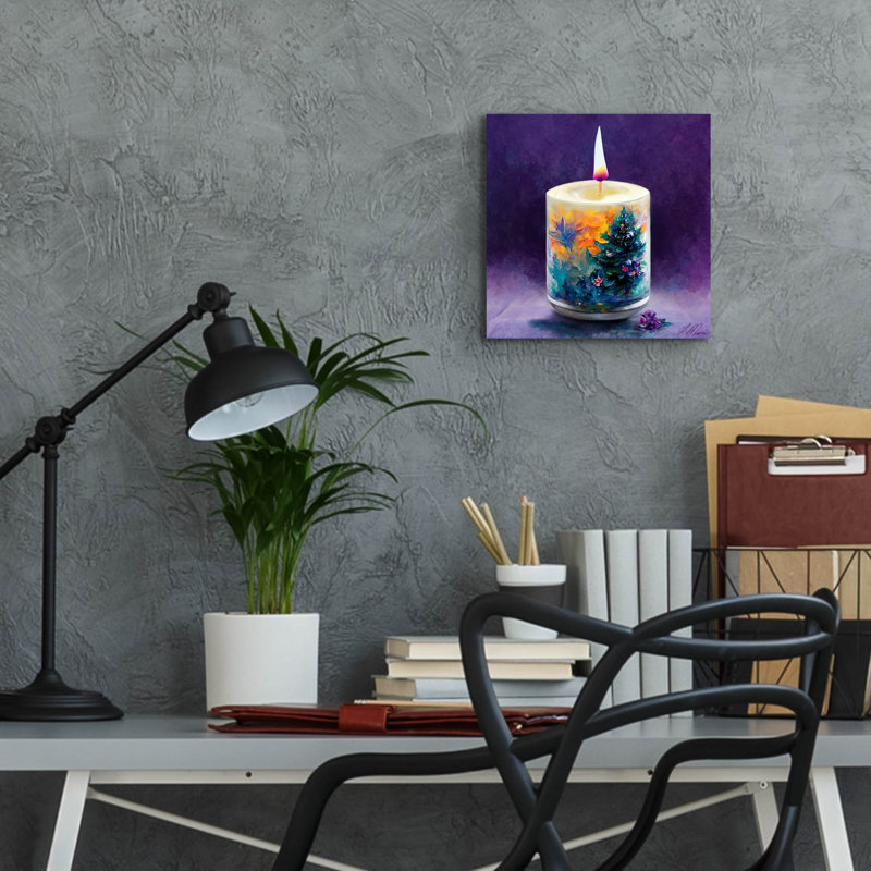 «Christmas Candle» par Tanya Mavric, art mural en verre acrylique, 24 po x 24 po, H 12 po x l 12 po x P 0,13 po