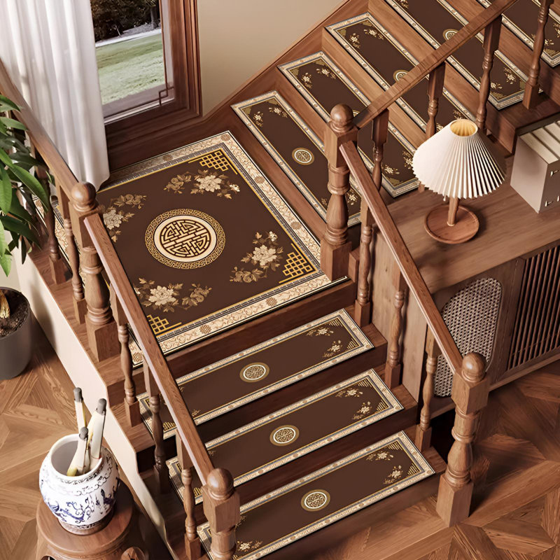 Tapis d'escalier antidérapant de qualité supérieure pour marches intérieures, Brun