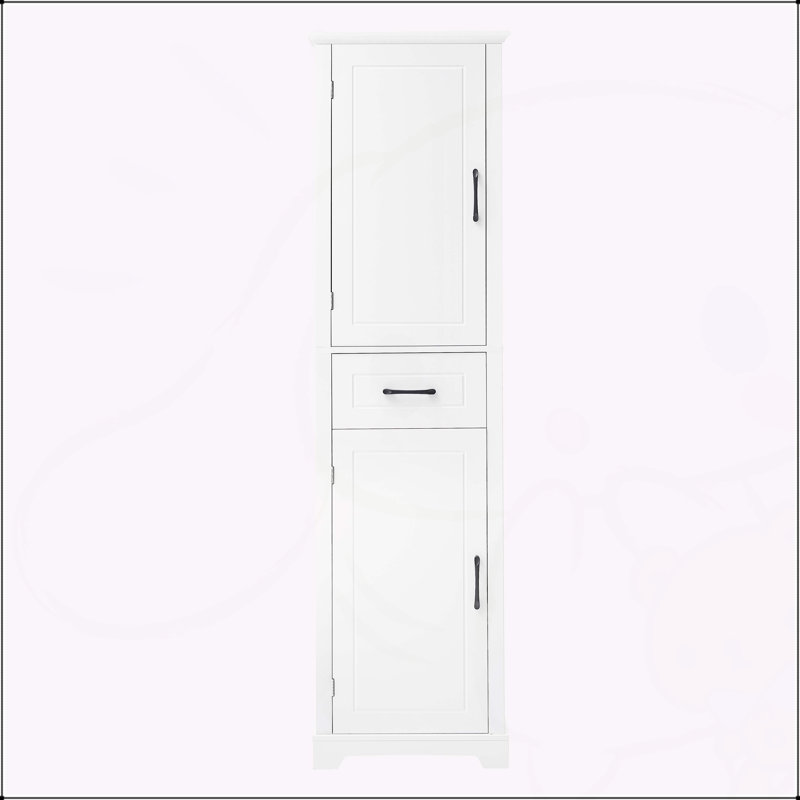 Armoire de salle de bain autoportante polyvalente avec tablettes réglables et dispositif de sécurité