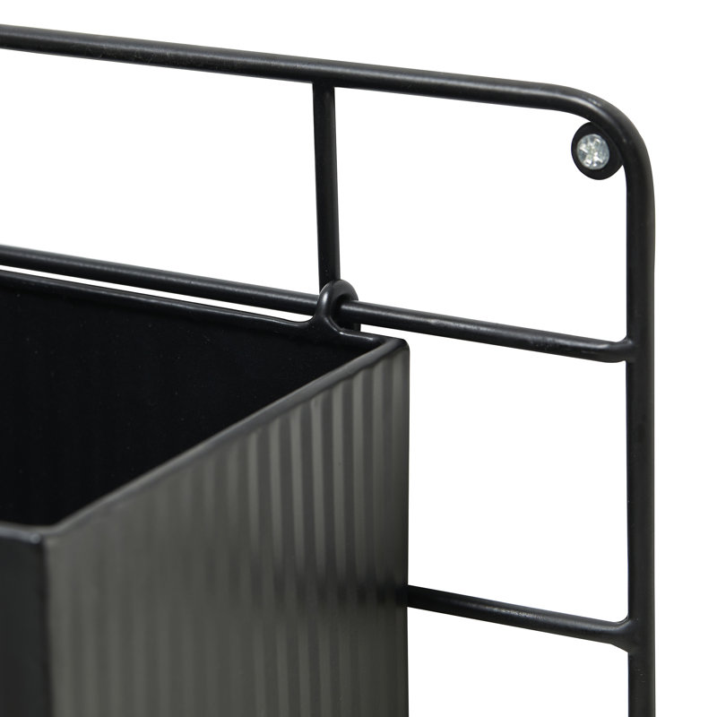 20"L Black Metal Vertical Wall Planters, Planter Stands (KD)