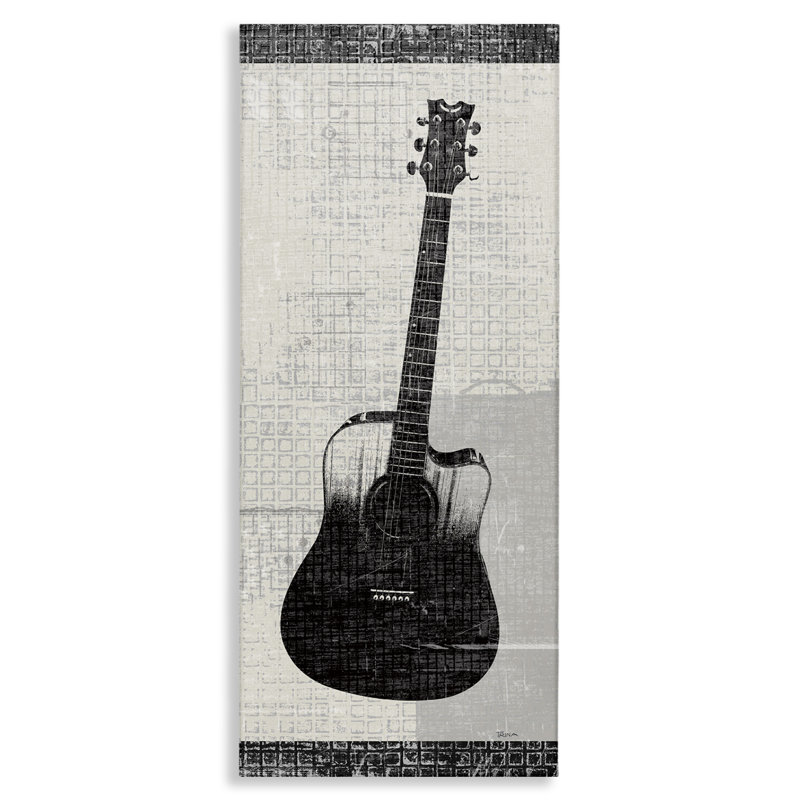 Art mural sur toile à motif de guitare acoustique par Katrina Craven, H 30 po x l 13 po