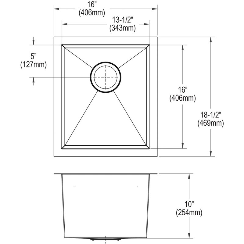 Crosstown 19" L x 16" W Undermount Kitchen Sink