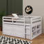 Wooden Elevated Bed Featuring Side Movable Desk 4 Drawers Plus Shelves-1507843047-1507843050