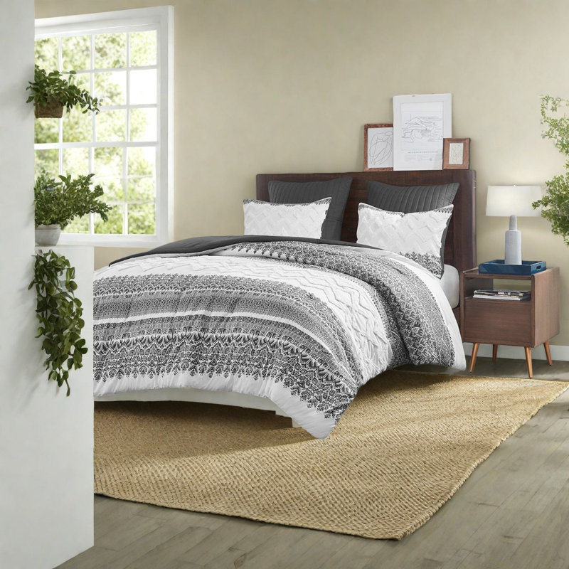Ensembles de literie en coton gris ferme, confort capitonné en chenille pour la famille