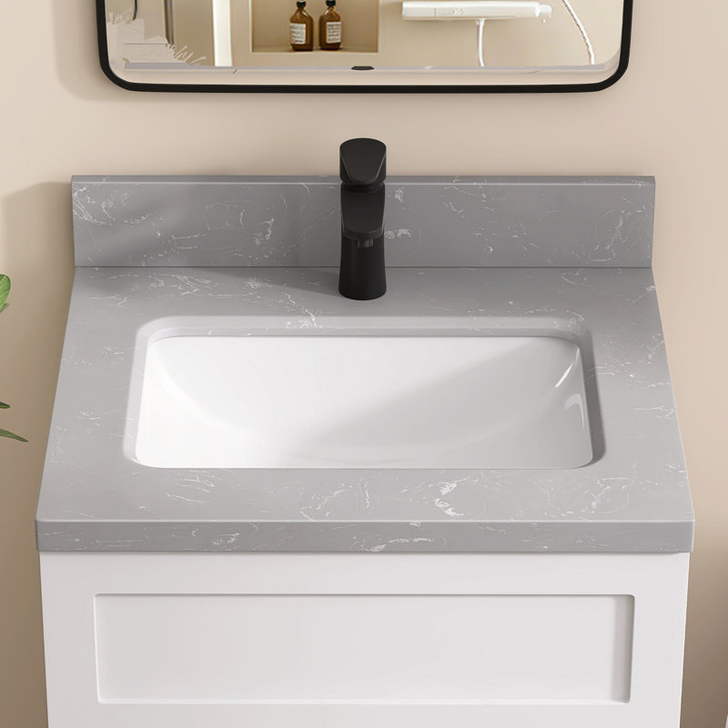 Comptoir de meuble-lavabo rectangulaire 24 po avec comptoir dosseret gris
