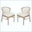 Chaise de salle à manger en bois d'acacia avec coussin crème et dossier de style Windsor-130116618