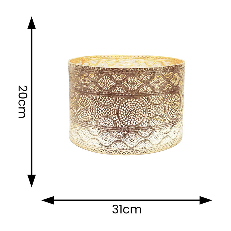 20cm H Metal Drum Lamp Shade ( Slip-On ) in Gold