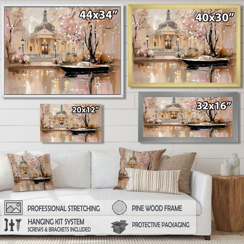 Aquarelle, décoration de jardin Amsterdam en hiver II - Amsterdam, H 12 po x l 20 po, Floater Framed Print without Mat, Blanc