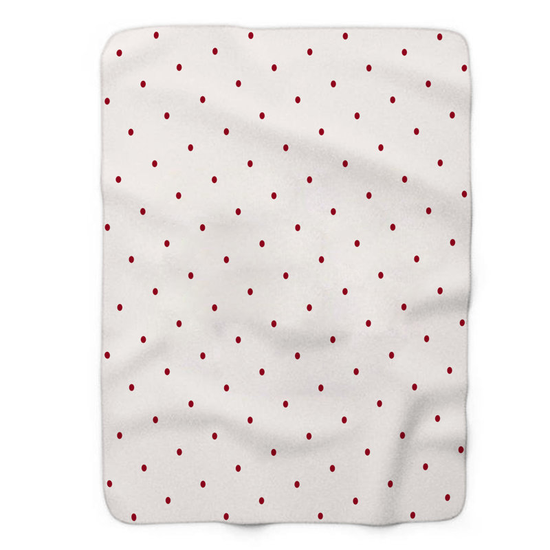 Motif à pois rouges - couverture Sherpa de qualité supérieure 1 pièce, L 60 po x L 80 po