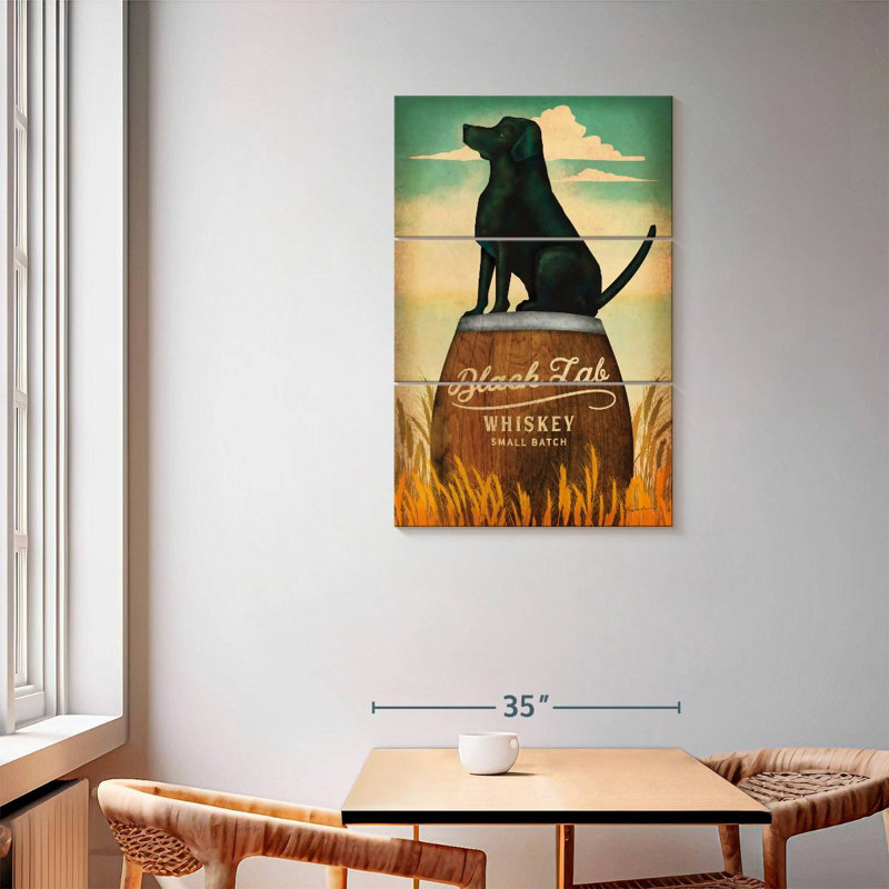 Brampt Black Lab Whiskey, 57" H x 36" W
