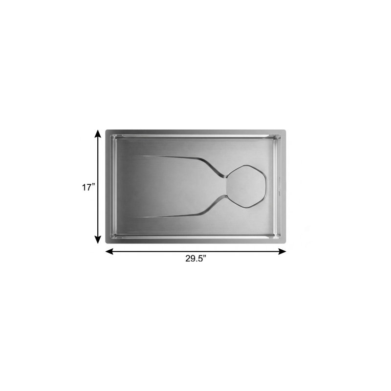 Évier de cuisine encastré en acier inoxydable argenté de 9 po x 30 po