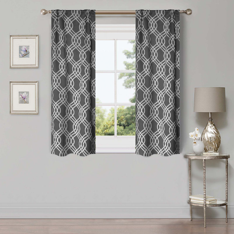 Paire de rideaux obscurcissant 100% polyester Écosse, Gris, L 42 po x L 63 po