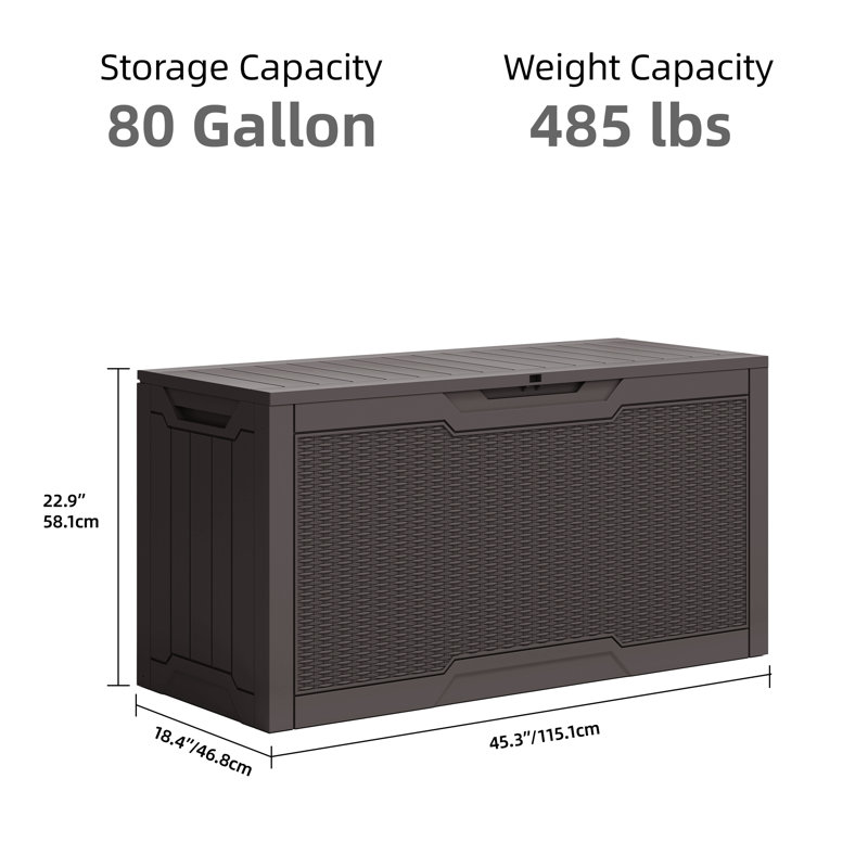 Boîte de rangement pour terrasse 80 gallons, Marron foncé