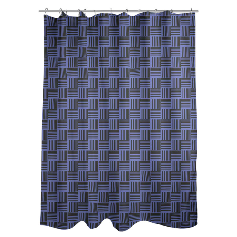 Rideau de douche simple basketweave rayures classic, Bleu / Noir