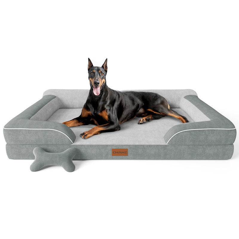 Lit orthopédique pour chien de très grande taille, Gris clair, H 7,5 po x l 36 po x P 27 po