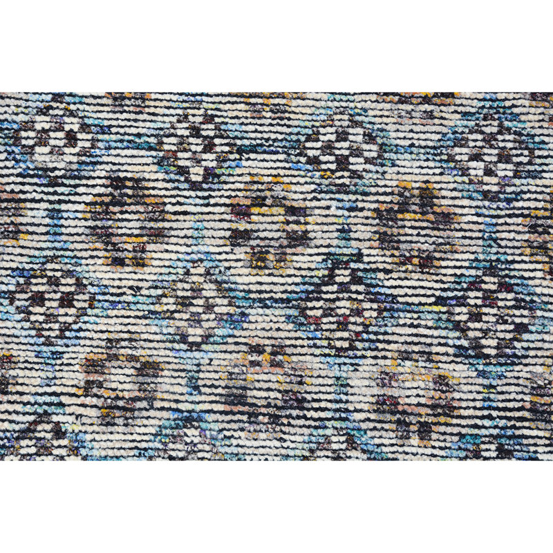 Tapis noué à la main de haute qualité en bleu / ivoire, Rectangle 8 pi x 10 pi