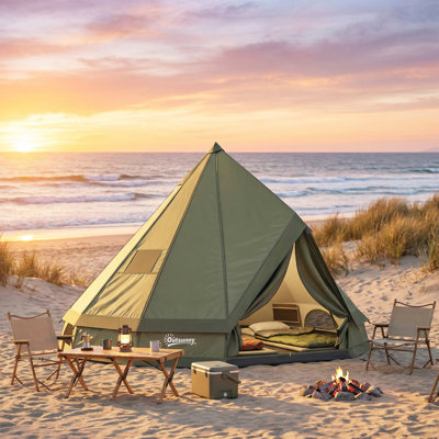 Teepee Tent Waterproof 4-6 Person, Army Green
