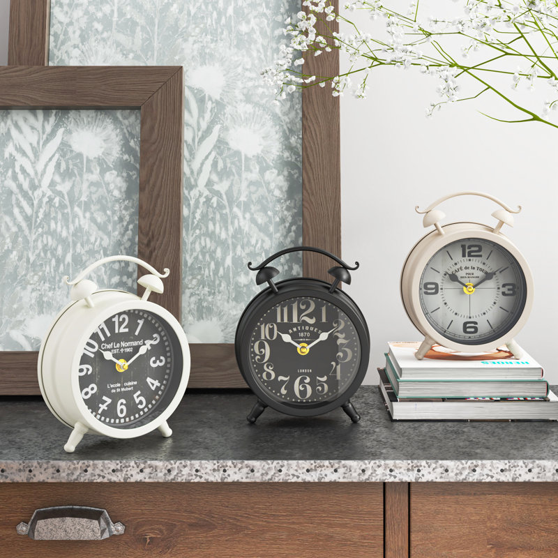 Horloge de table analogique à quartz en métal