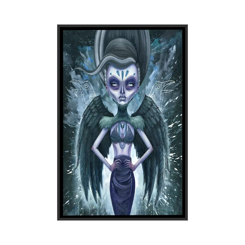 «Raviness», reproduction d'impression sur toile, H 26 po x l 18 po x P 1,5 po, Toile avec cadre noir, Pas de tapis