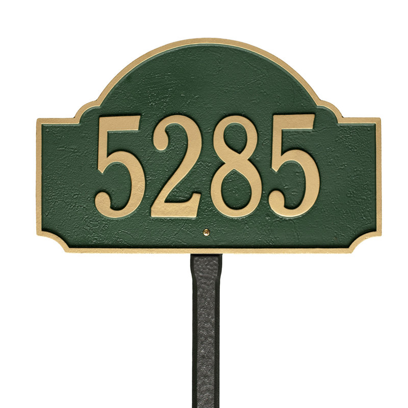 Fitzwilliams 1-Line Lawn Address Sign, Green/Gold, Yes