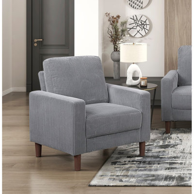 Chaise de salle à manger moderne moderne en velours côtelé gris avec coussins confortables
