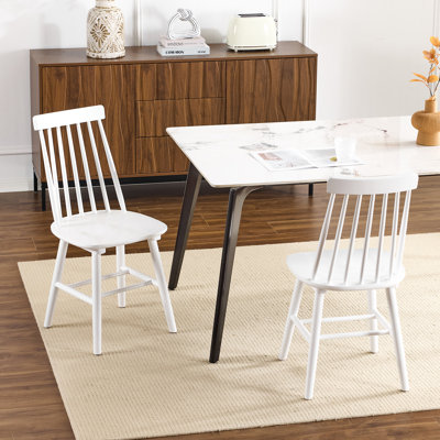 17.5"W Farmhouse Dining Chairs Set of 2,  Windsor Back Solid Wood Side Chairs