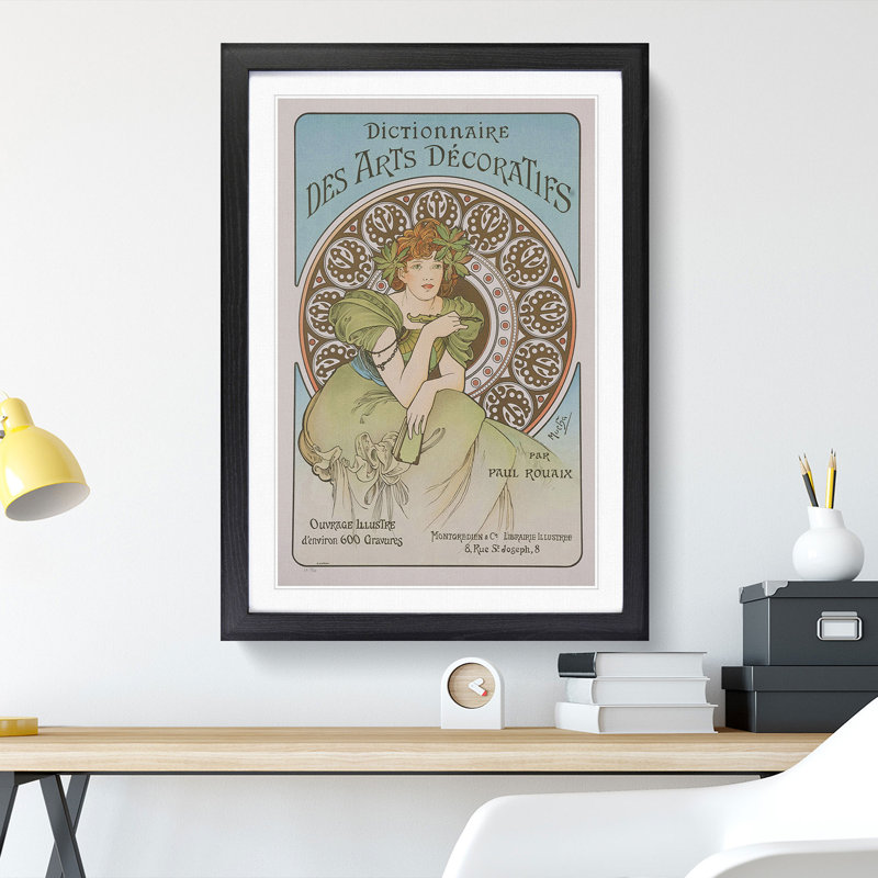 Decorative Arts by Alphonse Mucha - Picture Frame Graphic Art, 48cm H x 36cm W x 2cm D, Black Framed
