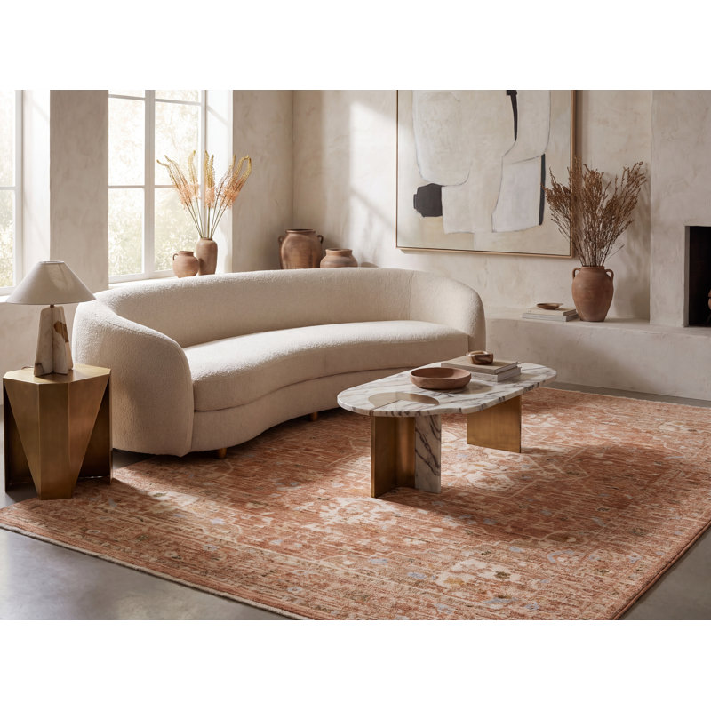 Tapis tissé à la machine Autumn, Ivoire, brun, brun clair, gris clair, Rectangle 6 pi 7 po x 9 pi 6 po