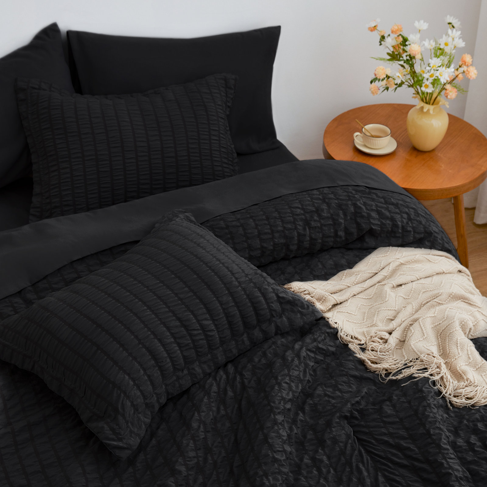 Bedding, Black, TwinXL-5 Pieces