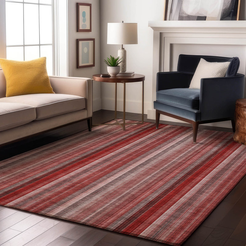 Tapis rouge Cerrito AMF543 lavable à la machine de qualité supérieure, Rectangulaire 8 pi x 10 pi