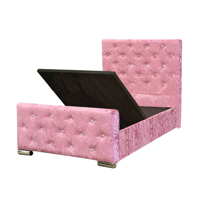 Rafaela Standard Bed Frame with Storage Included, No Mattress Required, Pink