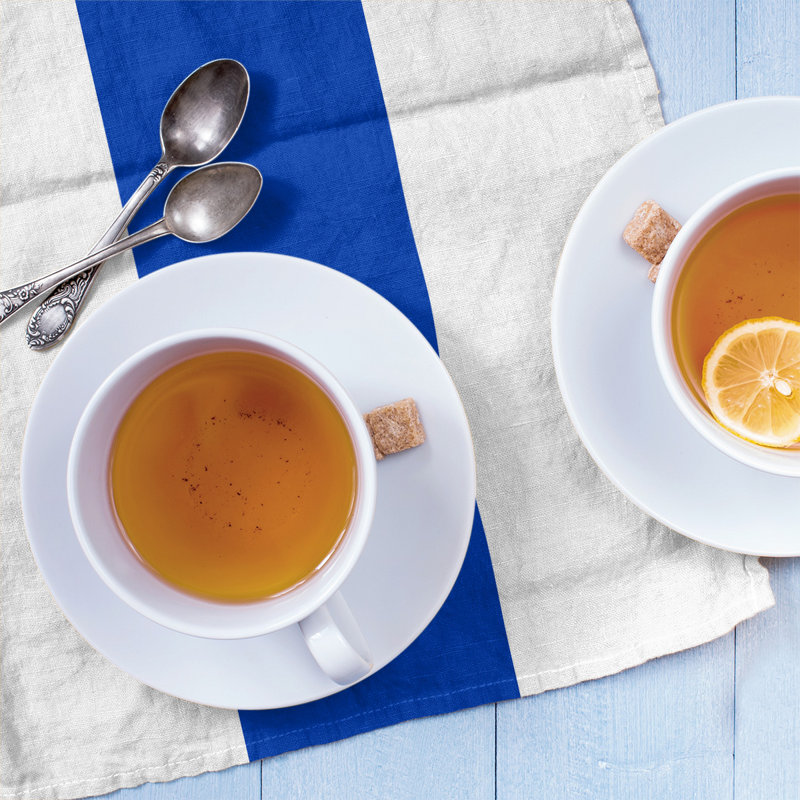 Anaheim Stripe Tea Towel Kitchen Towel, Poly Twill, White/Egyptian Blue/White