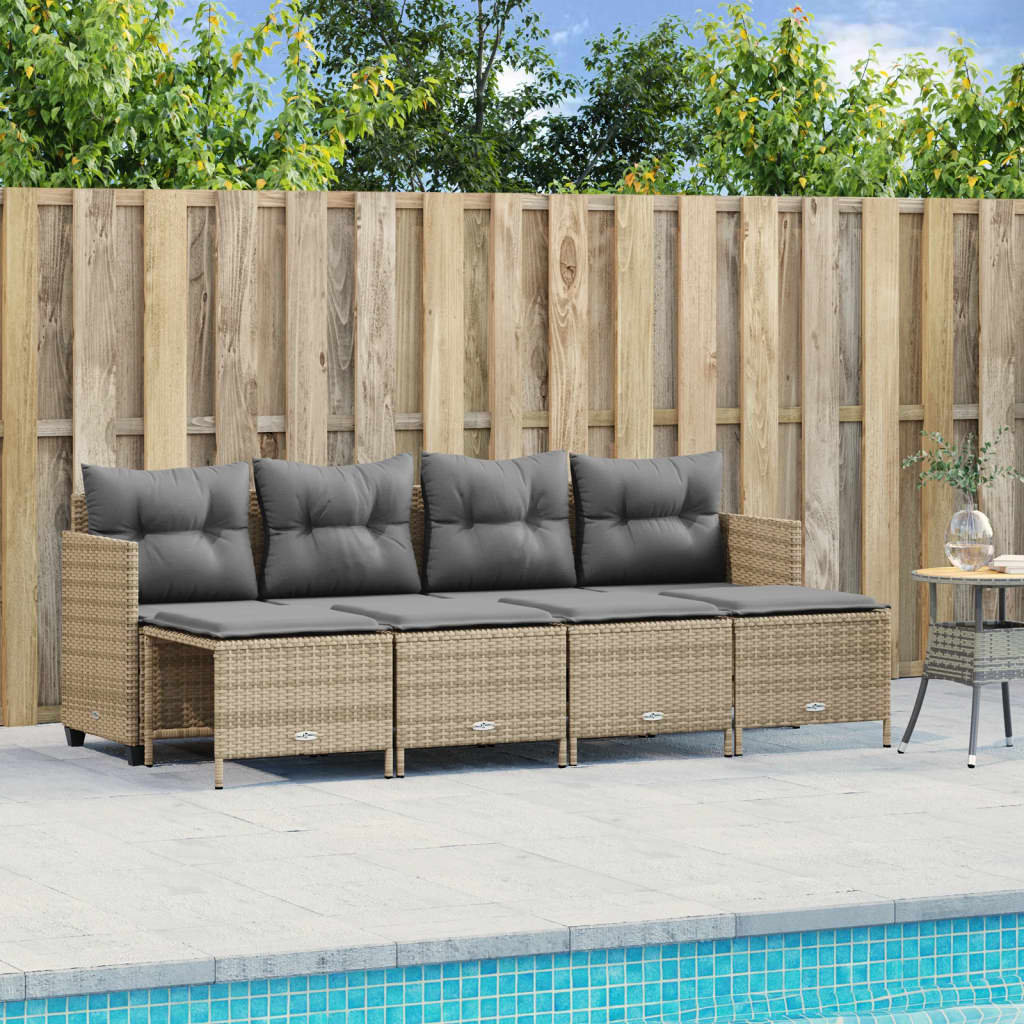 Vidaxl 5-Tlg. Garten-Sofagarnitur Mit Kissen Schwarz Polyrattan