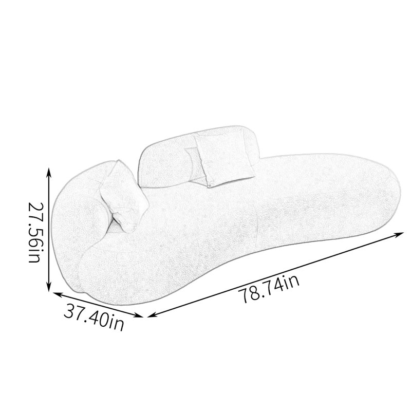 Canapé de style français crème, H 27,56 po x l 78,74 po x P 37,40 po