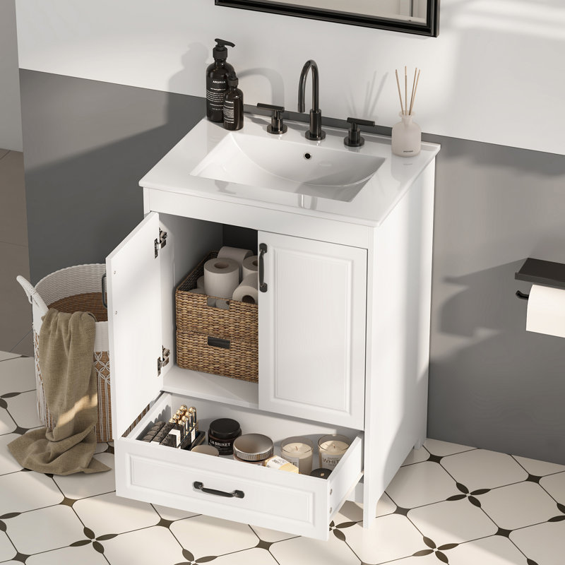 24'' Single Bathroom Vanity With Ceramic Top