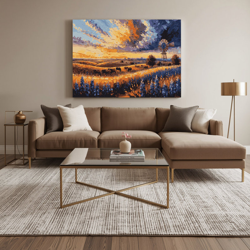 «USA State Texas Brown», art mural sur toile, H 24 po x l 36 po