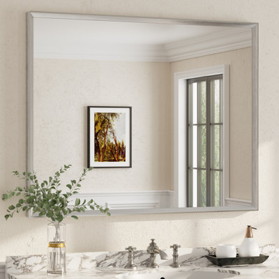 Amara Tempered Glass and Aluminum Alloy Framed French Cleat Mounted Wall Mirror