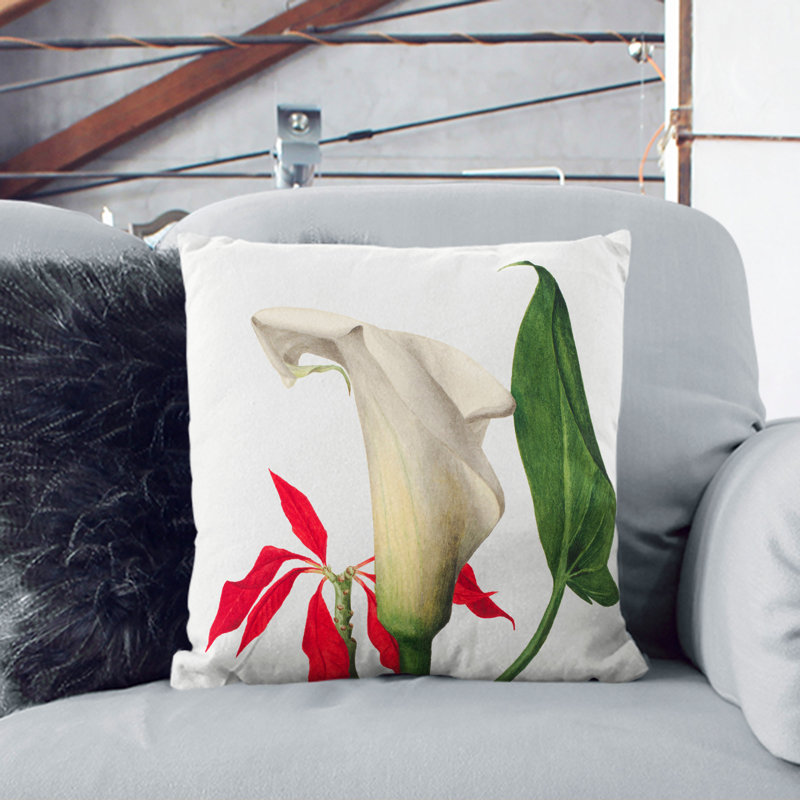 Calla Lily Square Throw Cushion, 55cm H x 55cm W x 20cm D, Black