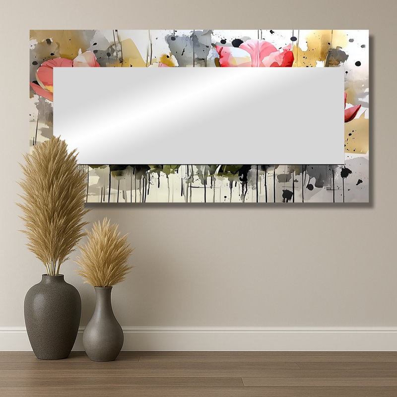 Watercolors Tulips Bouquet Of Spring Blooms II - Miroir traditionnel pour décoration murale, 28 po x 55 po