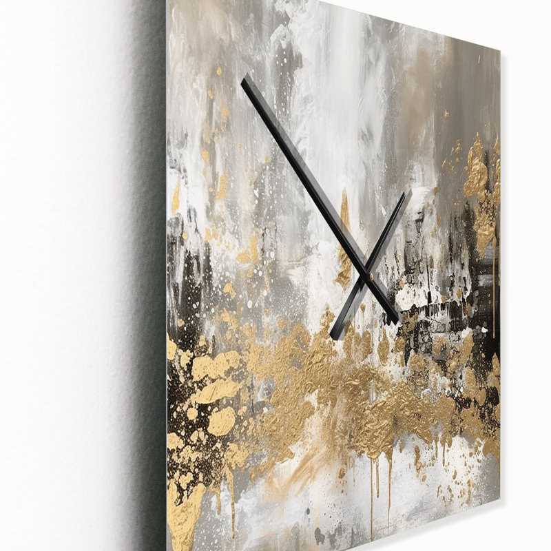 Horloge murale moderne abstrait doré, H 40 po x l 30 po x P 1 po