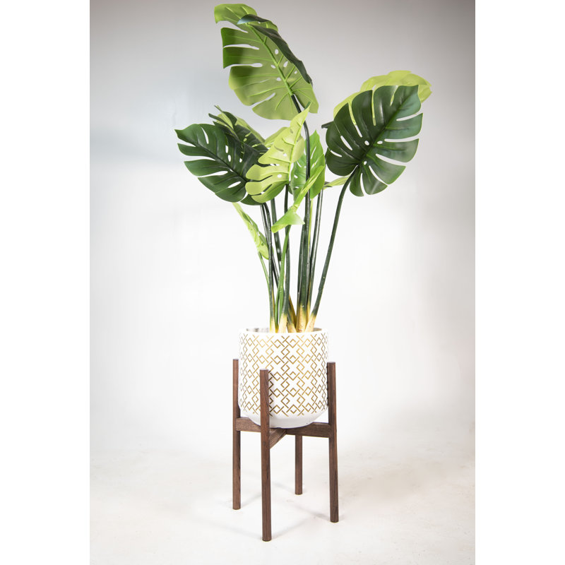 Pot à fleurs en argile Honor, Golden White/Walnut